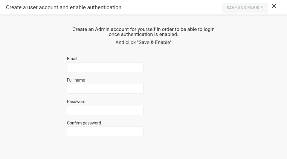 Enabling authentication, step 3